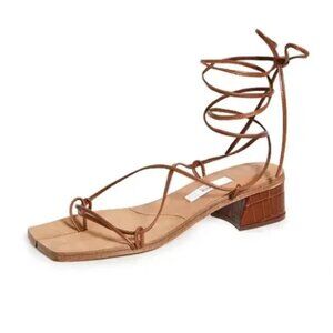 Miista Cimarron Leather Square-Toe Heels in Brown – EU 39